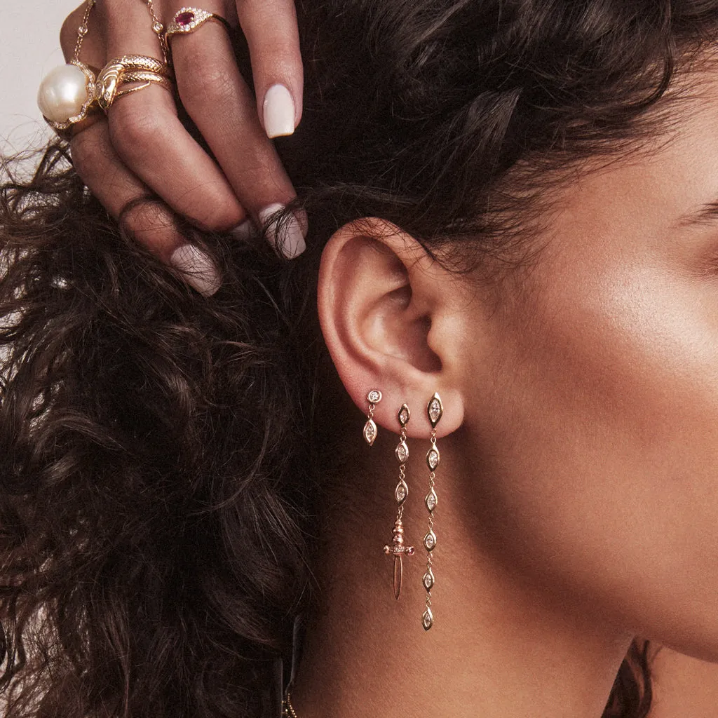 1 1 Diamond Marquise Drop Stud