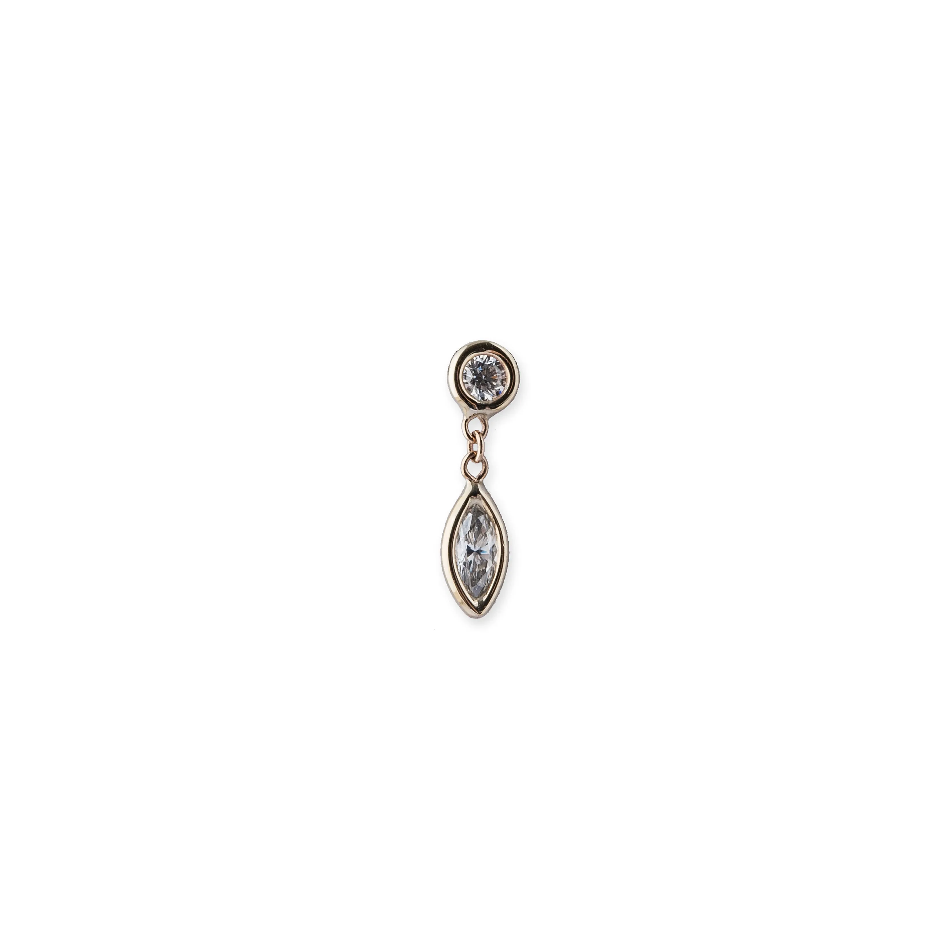 1 1 Diamond Marquise Drop Stud
