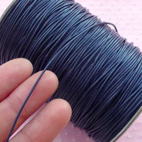 1mm Round Polyester Cord / Korean Waxed Strap / Fake Leather String / Leather Like Strip (1mm / 5 Meters / Dark Blue) Bracelet Necklace A050