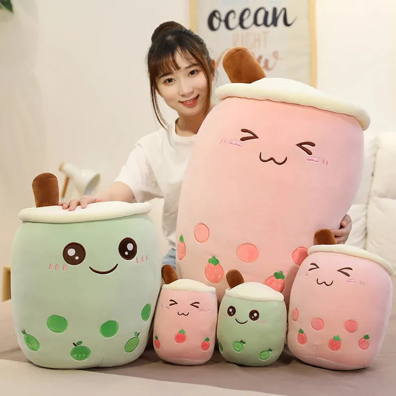 1pc 25cm cartoon bubble tea cup shaped pillow real-life stuffed soft back cushion funny food gifts for kids girlfriend birthday
