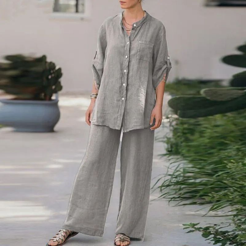 2 Pcs Women's Long Sleeve Solid Color Pants Set 2XL 437330