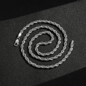 5mm Classic Silver Filled Bonded Rope Chain 24 Inches