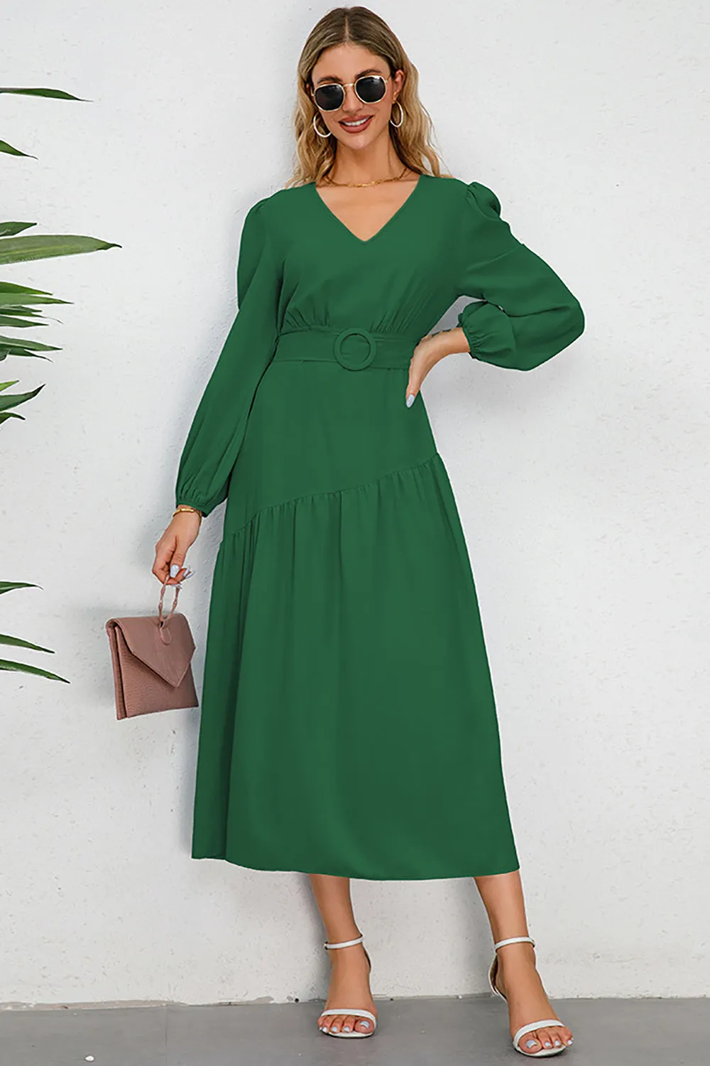 A-Line Long Sleeves Black Casual Dress