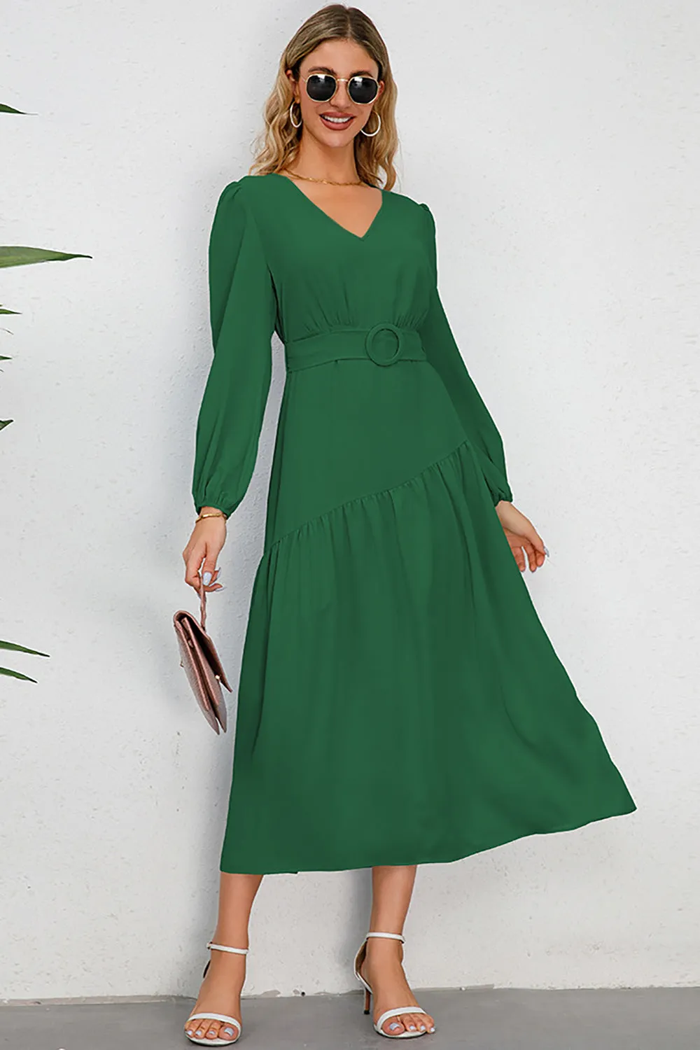 A-Line Long Sleeves Black Casual Dress