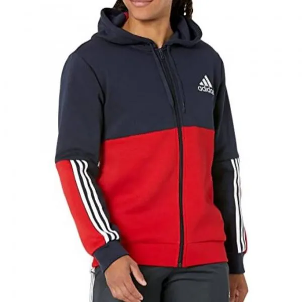 adidas - Men - Essentials Colorblock Full-Zip Hoodie - Ink/Red