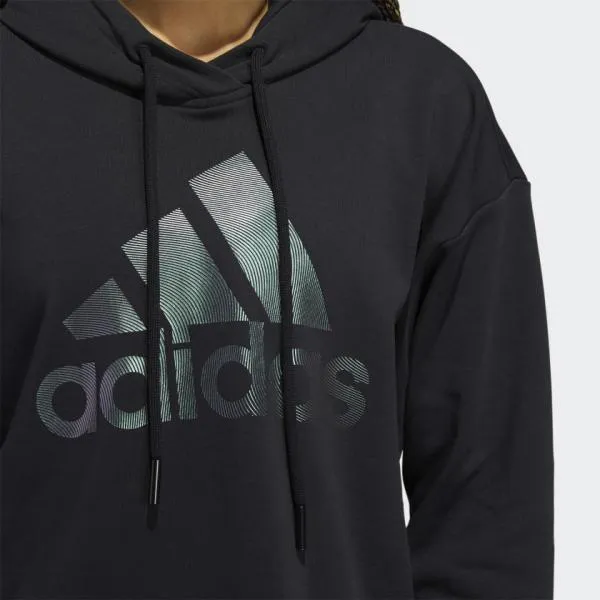 adidas - Women - Holiday Shine Crop Pullover Hoodie - Black
