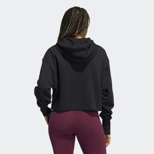 adidas - Women - Holiday Shine Crop Pullover Hoodie - Black