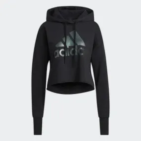 adidas - Women - Holiday Shine Crop Pullover Hoodie - Black