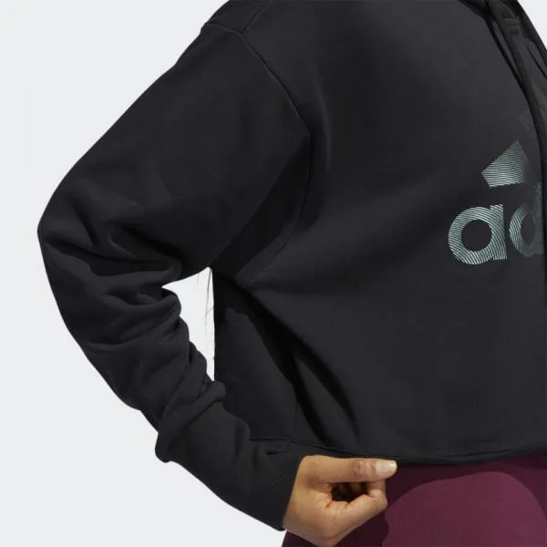 adidas - Women - Holiday Shine Crop Pullover Hoodie - Black
