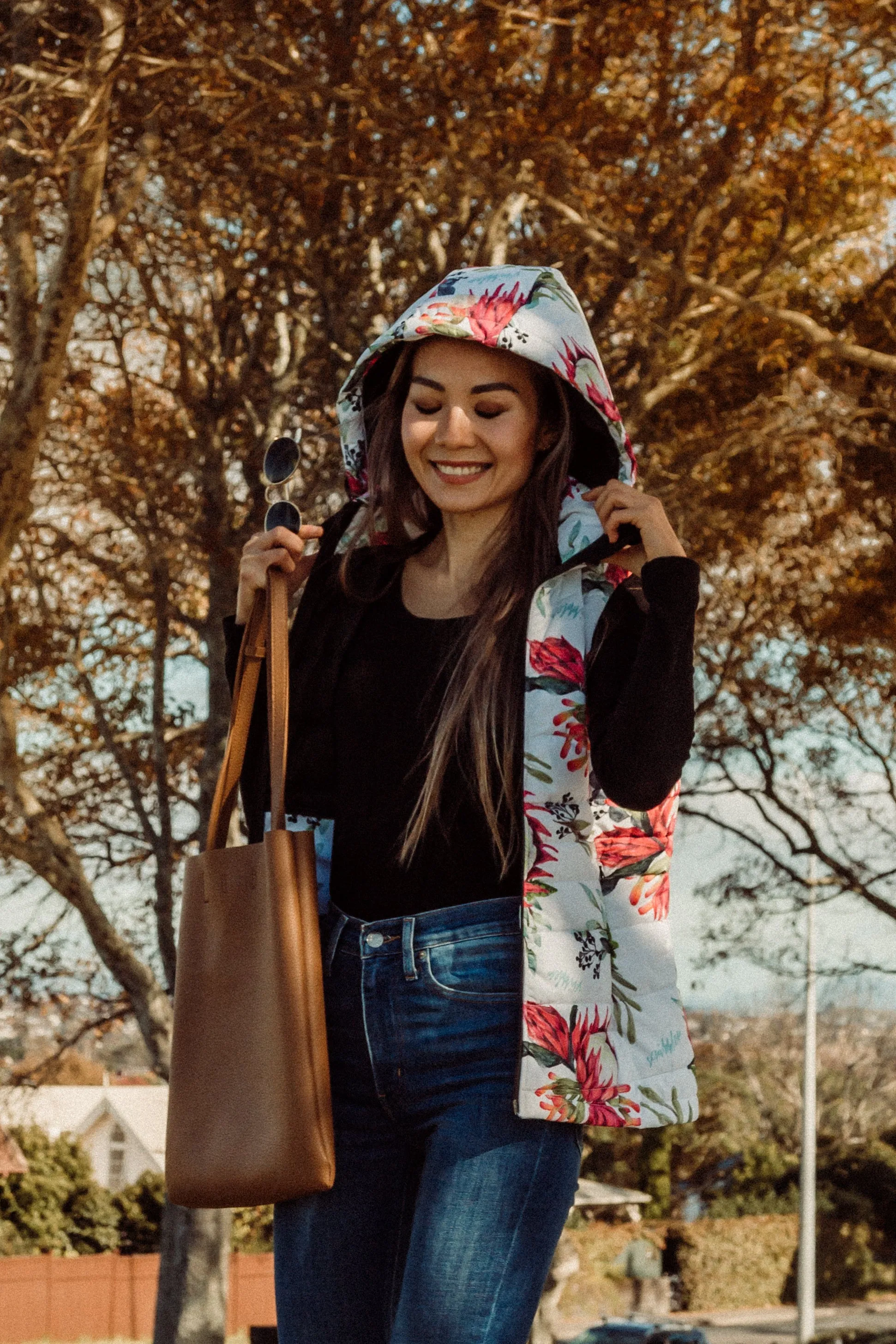African Protea waterproof puffer vest