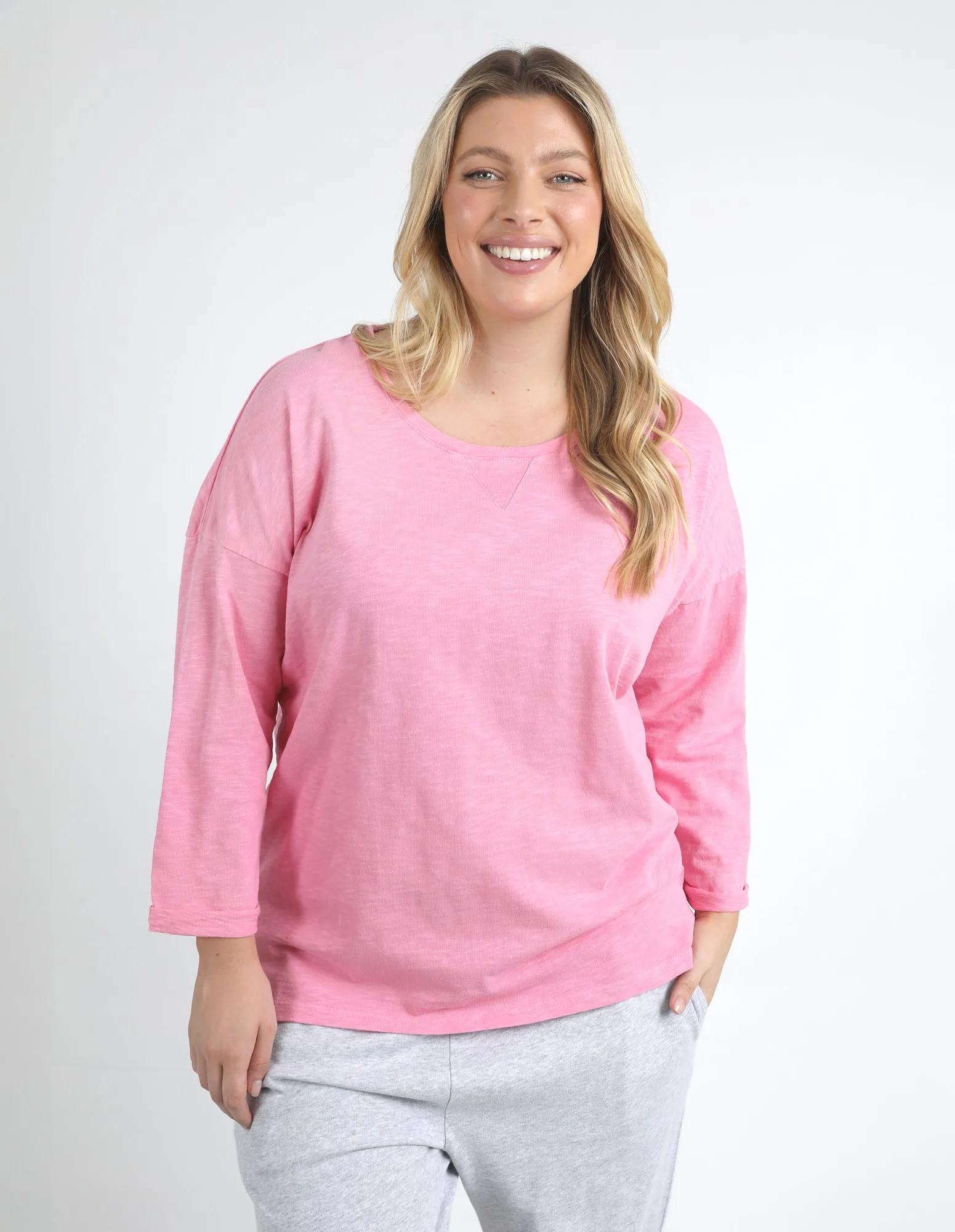 Annie 3/4 Sleeve Tee Strawberry Pink