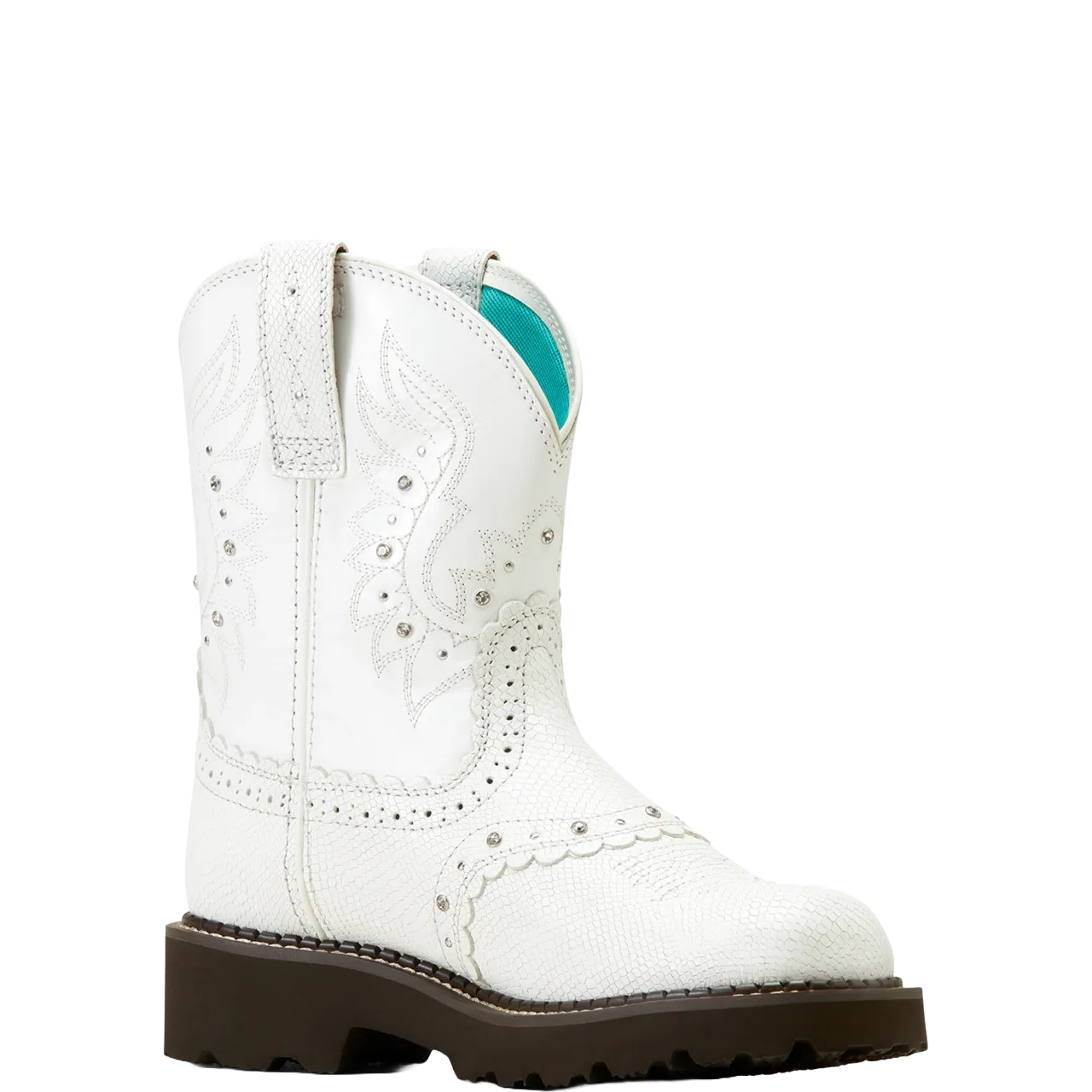 Ariat Ladies Gembaby White Snake Emboss Western Boots 10047012