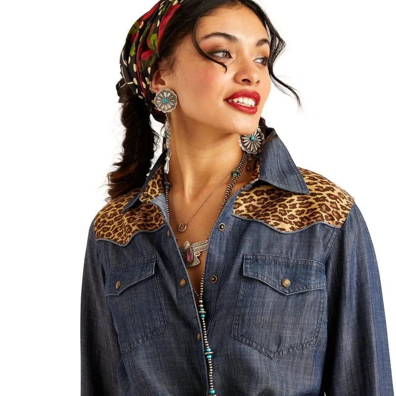 Ariat Women's Layla Rose Rodeo Quincy Chambray Long Sleeve Western Snap Shirt 10048539