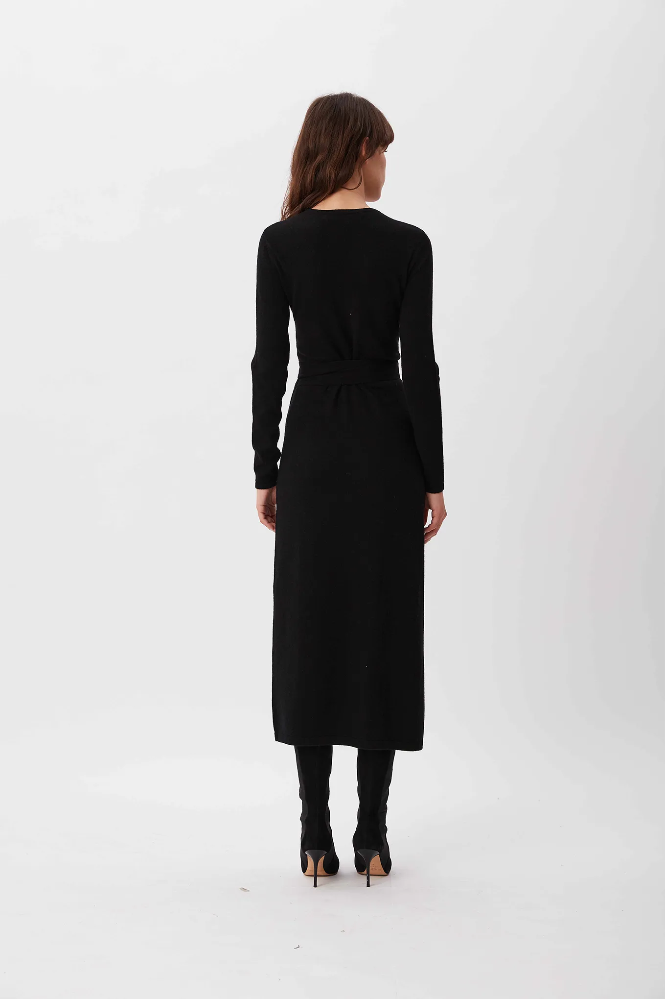 Astrid Knit Wrap Dress in Black