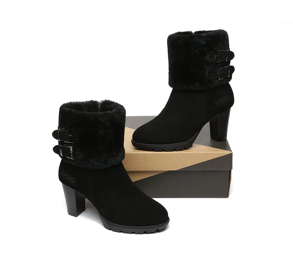 AUSTRALIAN SHEPHERD® UGG Women Shearling Zipper Heel Fashion Boots Candice