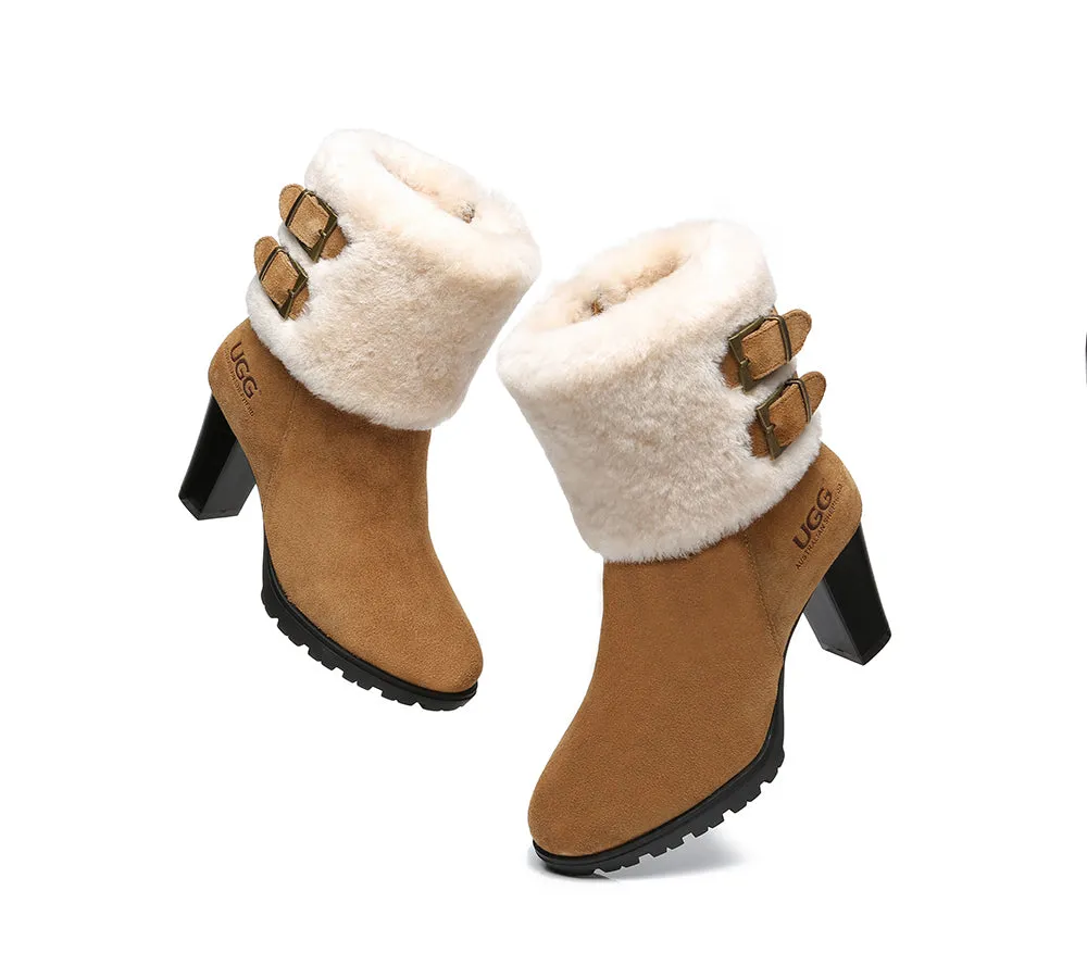 AUSTRALIAN SHEPHERD® UGG Women Shearling Zipper Heel Fashion Boots Candice