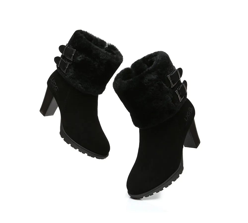 AUSTRALIAN SHEPHERD® UGG Women Shearling Zipper Heel Fashion Boots Candice