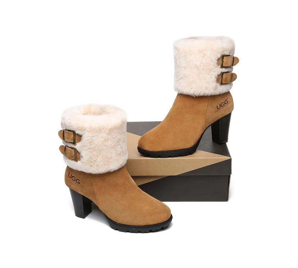 AUSTRALIAN SHEPHERD® UGG Women Shearling Zipper Heel Fashion Boots Candice