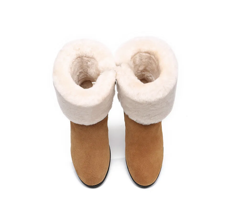 AUSTRALIAN SHEPHERD® UGG Women Shearling Zipper Heel Fashion Boots Candice