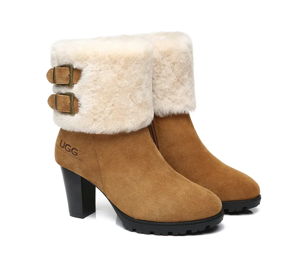 AUSTRALIAN SHEPHERD® UGG Women Shearling Zipper Heel Fashion Boots Candice