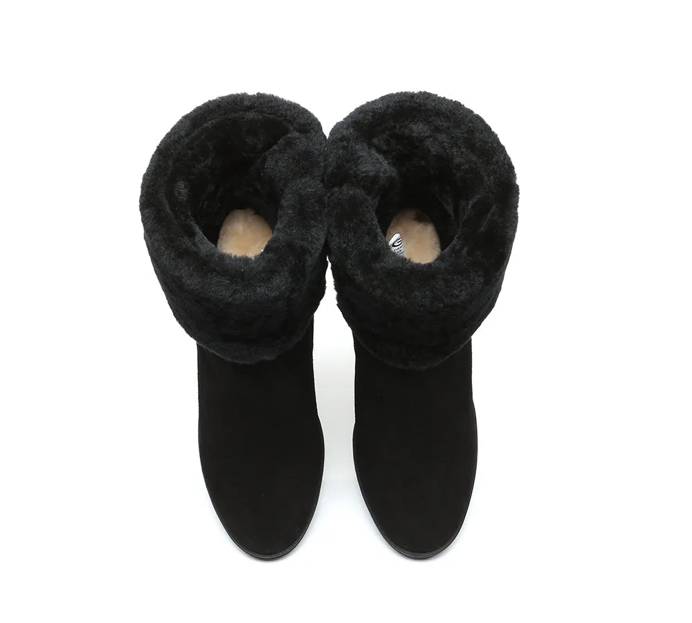 AUSTRALIAN SHEPHERD® UGG Women Shearling Zipper Heel Fashion Boots Candice