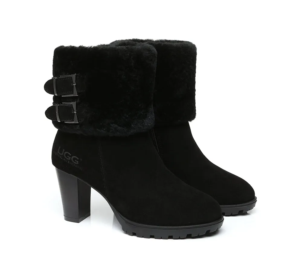 AUSTRALIAN SHEPHERD® UGG Women Shearling Zipper Heel Fashion Boots Candice