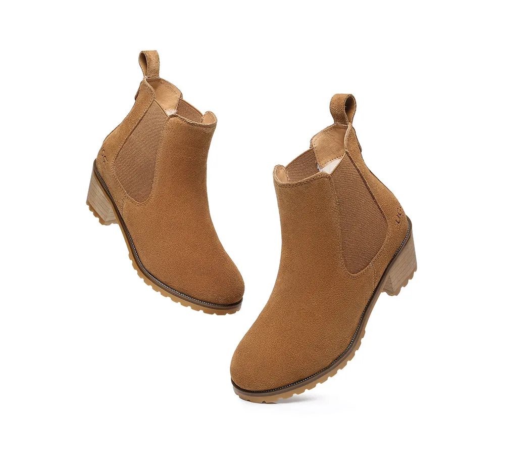 AUSTRALIAN SHEPHERD® UGG Women Sheepskin Wool Block Heel Boots Sylvia