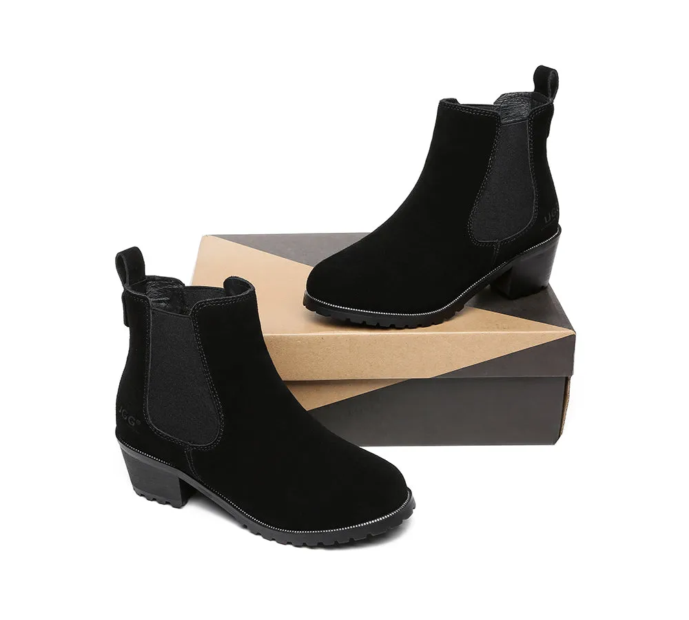 AUSTRALIAN SHEPHERD® UGG Women Sheepskin Wool Block Heel Boots Sylvia