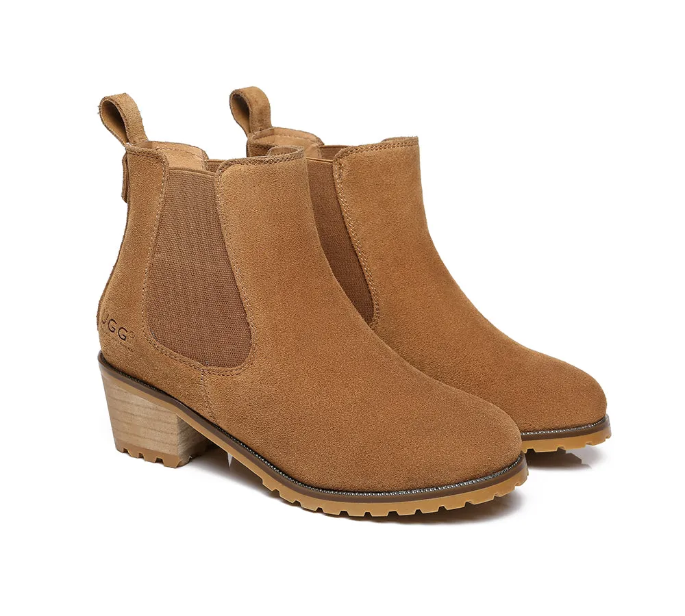 AUSTRALIAN SHEPHERD® UGG Women Sheepskin Wool Block Heel Boots Sylvia