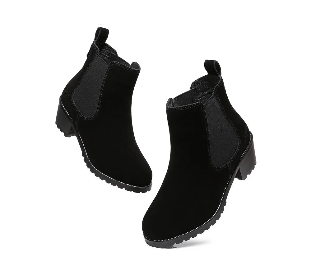 AUSTRALIAN SHEPHERD® UGG Women Sheepskin Wool Block Heel Boots Sylvia