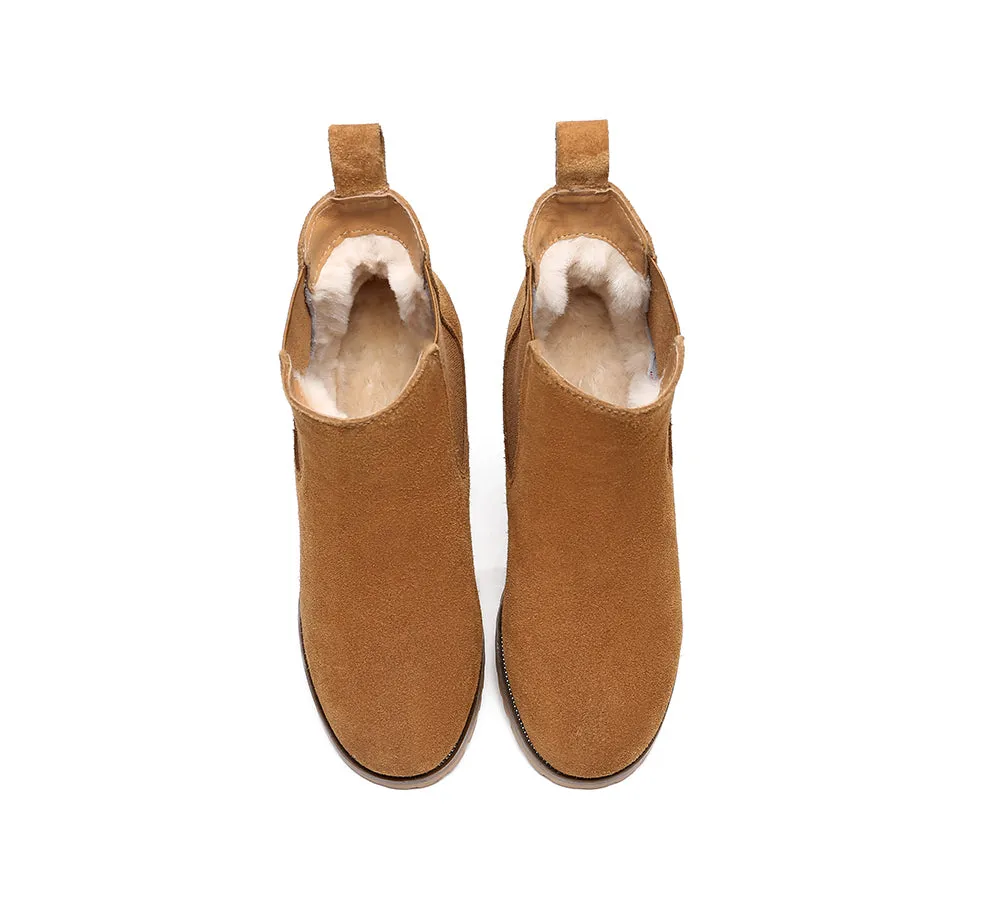 AUSTRALIAN SHEPHERD® UGG Women Sheepskin Wool Block Heel Boots Sylvia