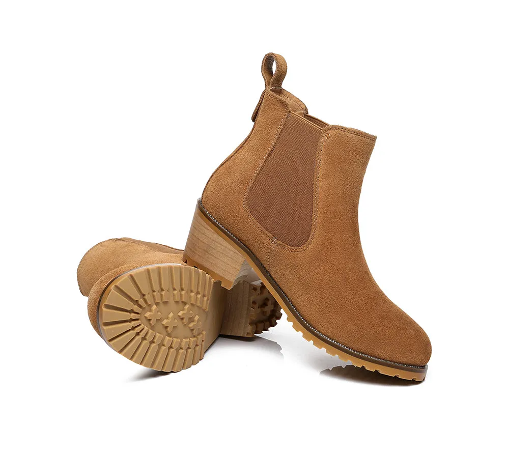 AUSTRALIAN SHEPHERD® UGG Women Sheepskin Wool Block Heel Boots Sylvia