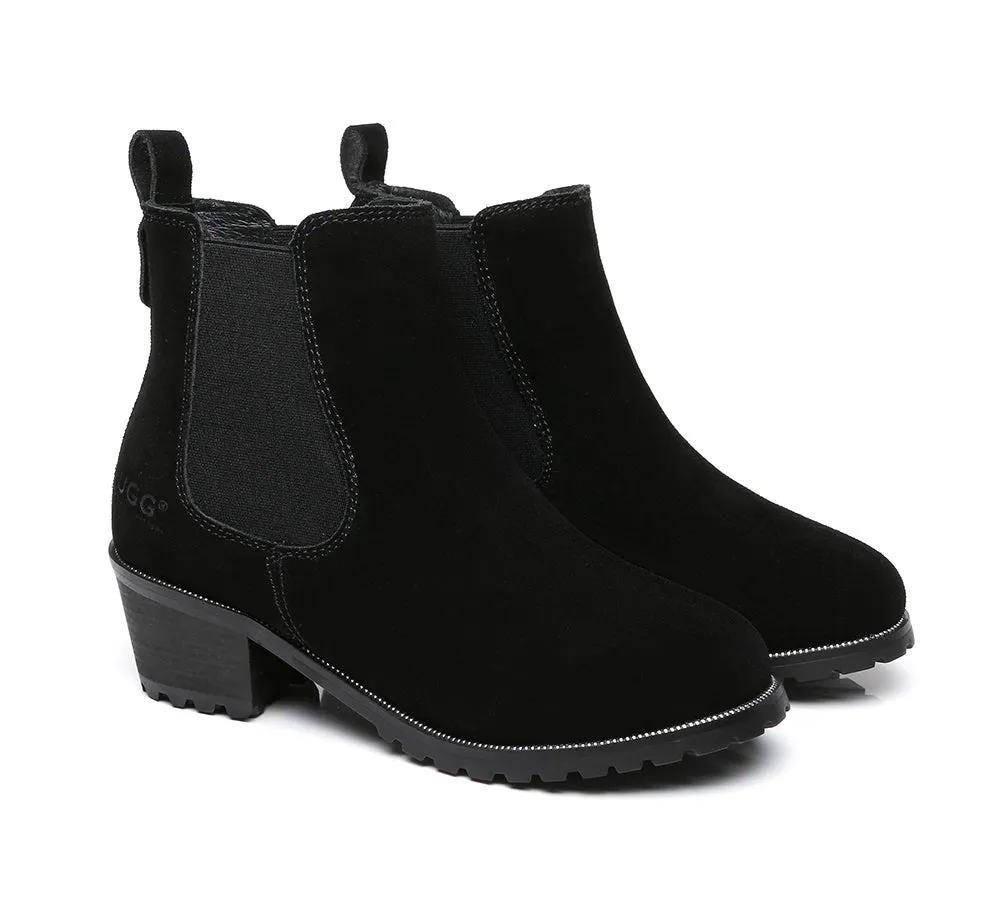 AUSTRALIAN SHEPHERD® UGG Women Sheepskin Wool Block Heel Boots Sylvia