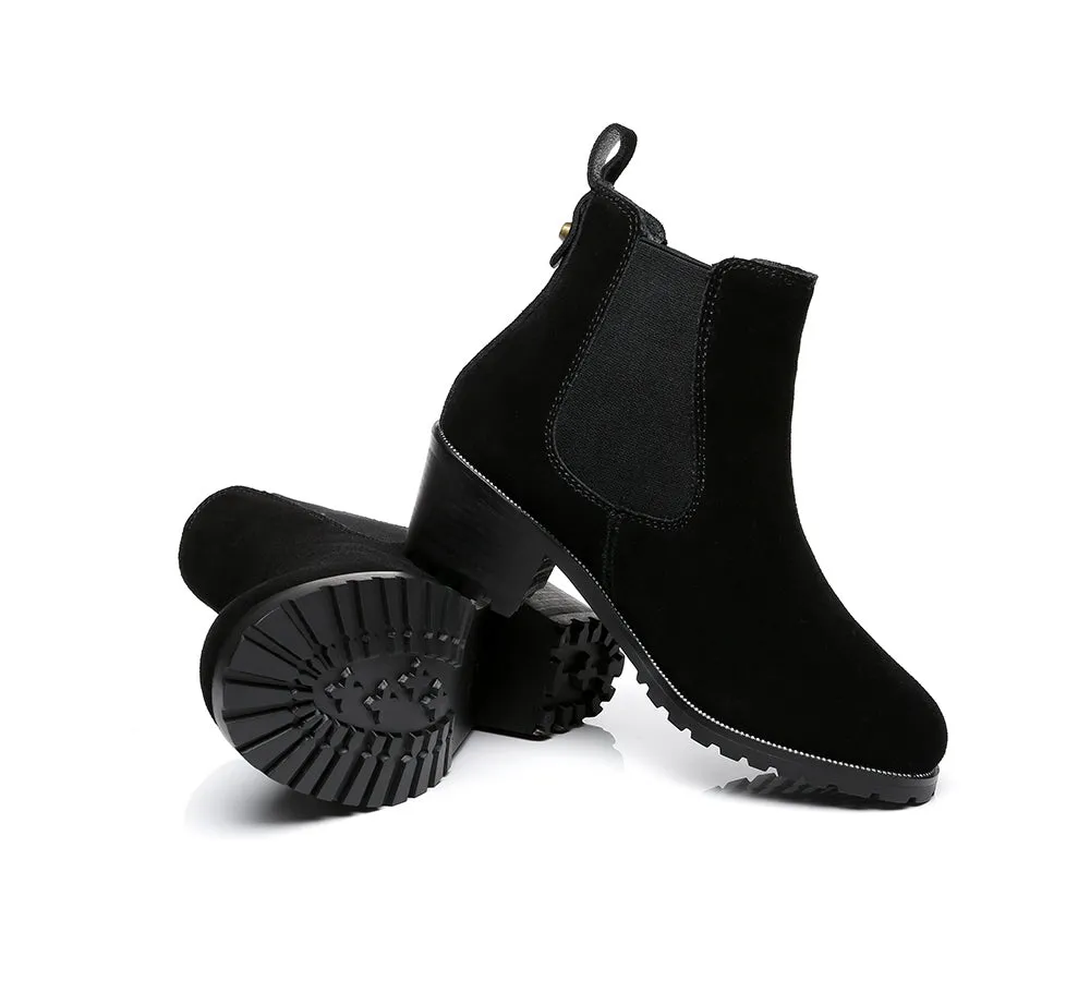AUSTRALIAN SHEPHERD® UGG Women Sheepskin Wool Block Heel Boots Sylvia