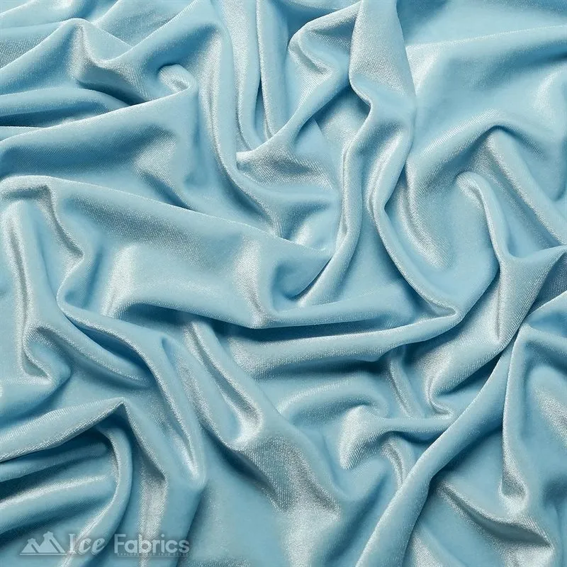 Baby Blue Stretch Velvet Fabric Soft and Smooth