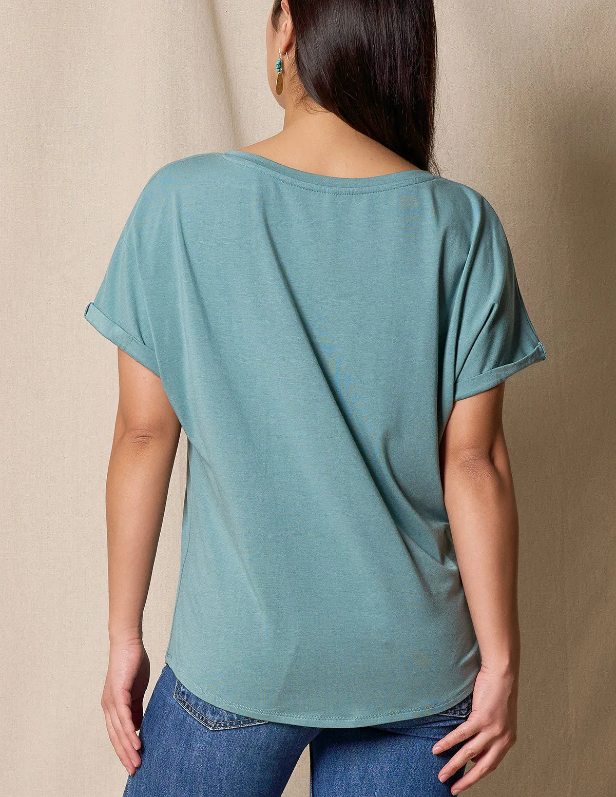 Bamboo / Organic Cotton V-Neck Dolman Top - Mineral