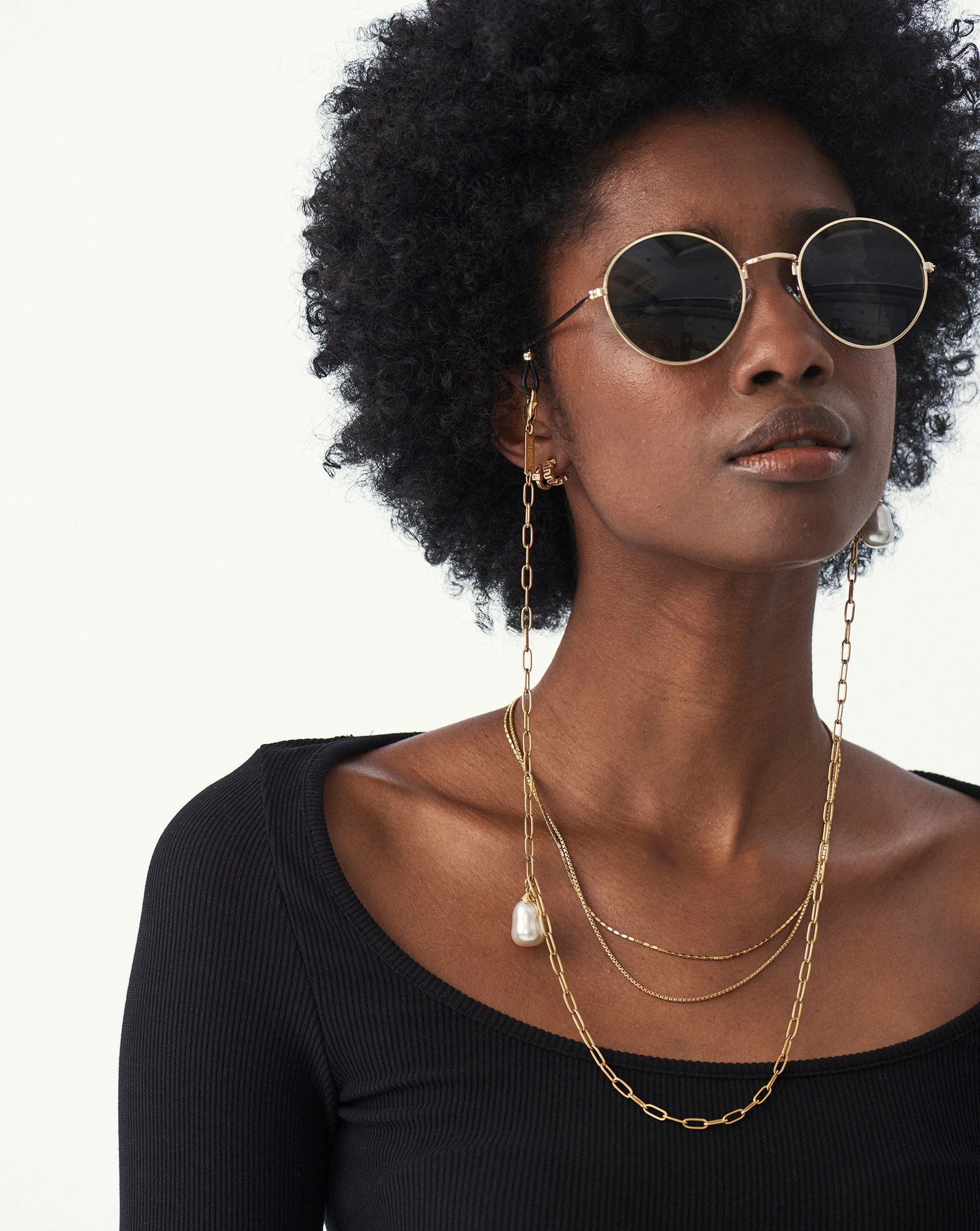 Baroque Pearl Charm Eyewear Chain | 18ct Gold Plated/Pearl