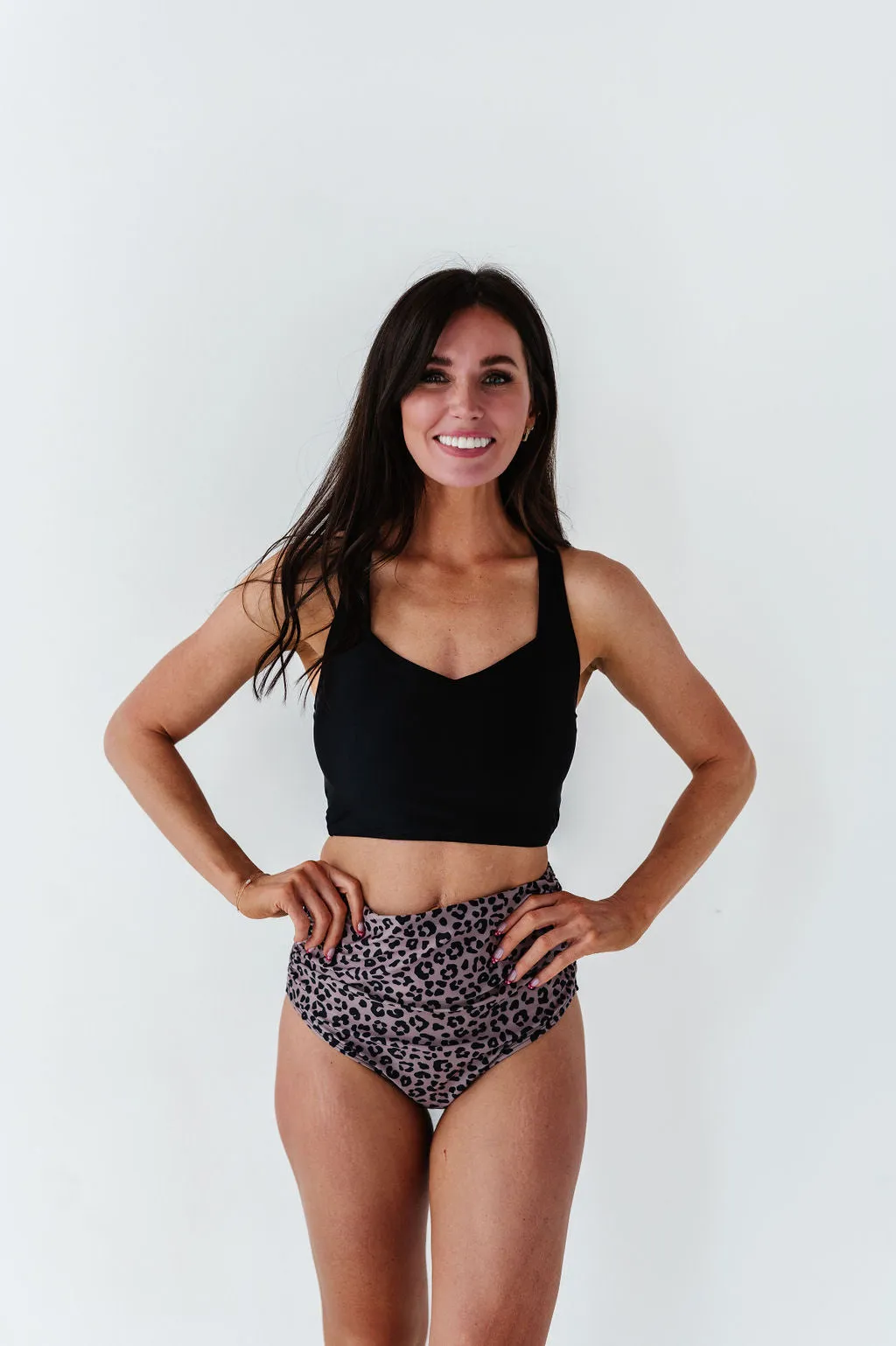 Basic Beach Ruched Bottoms in Leopard