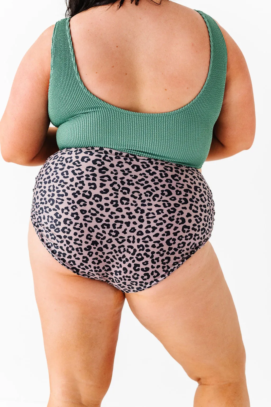 Basic Beach Ruched Bottoms in Leopard