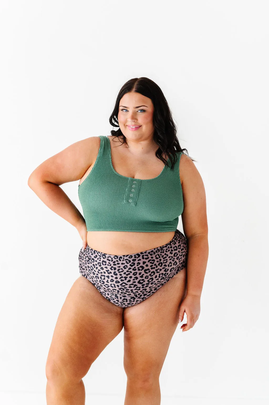 Basic Beach Ruched Bottoms in Leopard