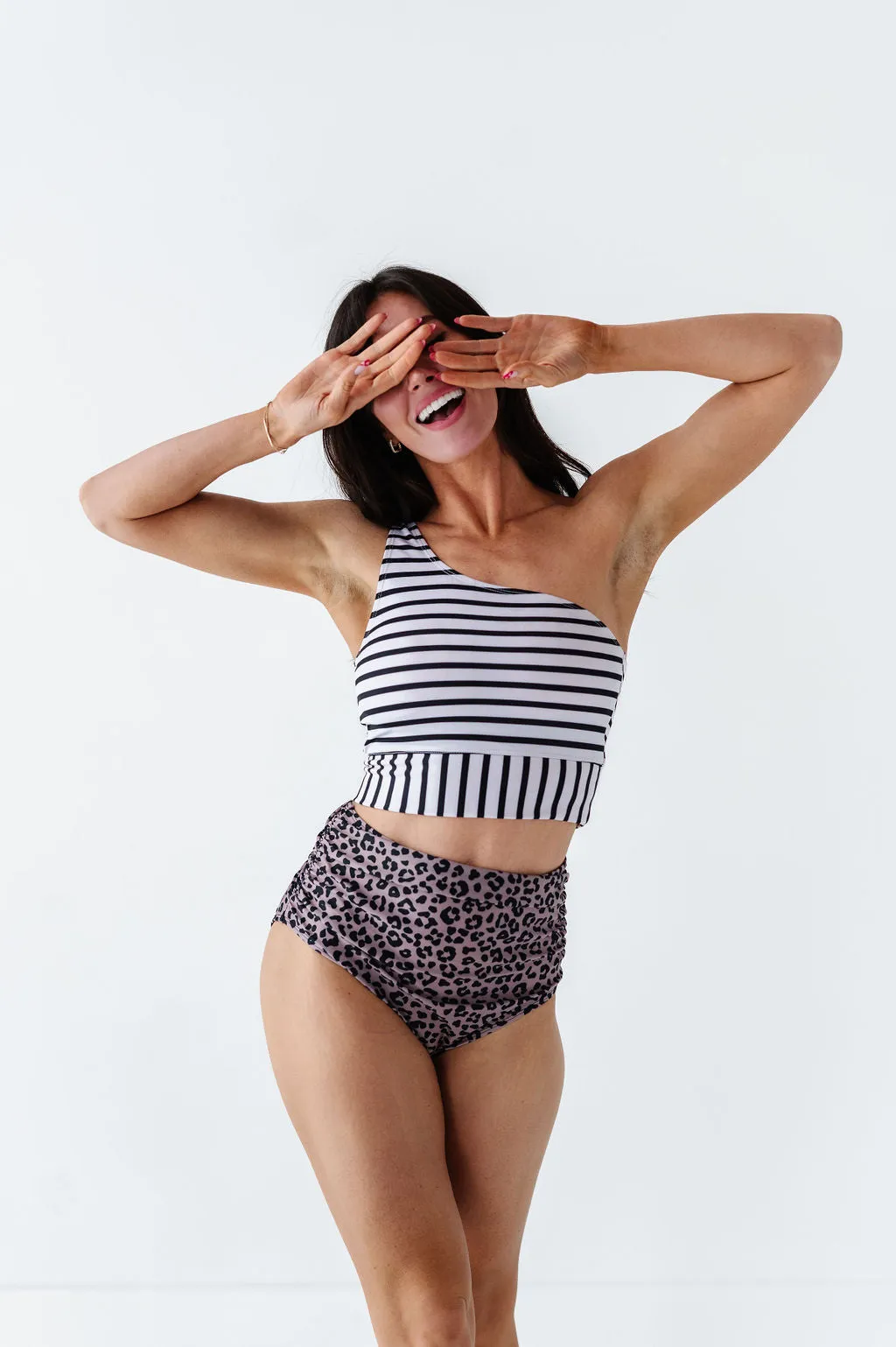 Basic Beach Ruched Bottoms in Leopard
