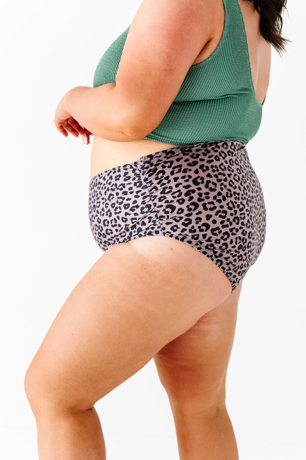 Basic Beach Ruched Bottoms in Leopard