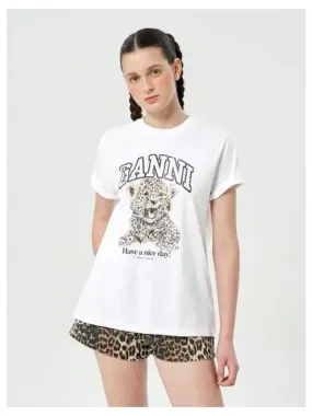 Basic Jersey Leopard Print Relaxed Fit T shirt Domestic Product