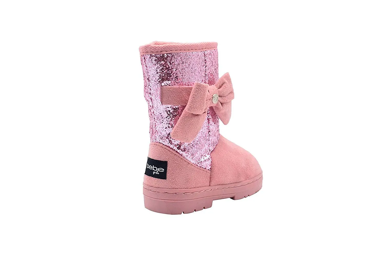 bebe Girls Glitter Winter Boots with Side Bow Casual Dress Warm Slip-On Shoes