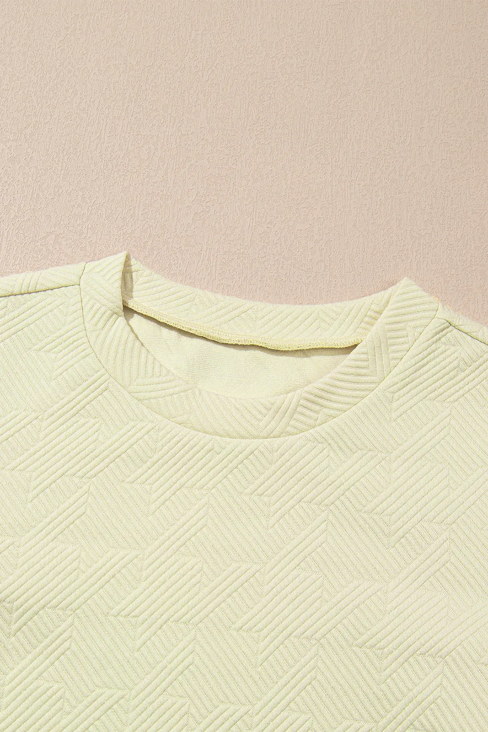 Beige Textured Puff Sleeve Top and Pants Set