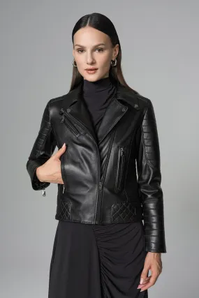 Black Biker Lamb Leather Jacket