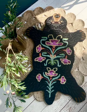 Blooming Colourful Black Bear Rug