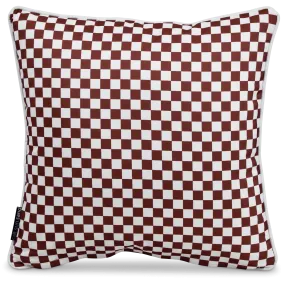 Bondi Chestnut Check - 45 x 45 cm Piped Outdoor Cushion