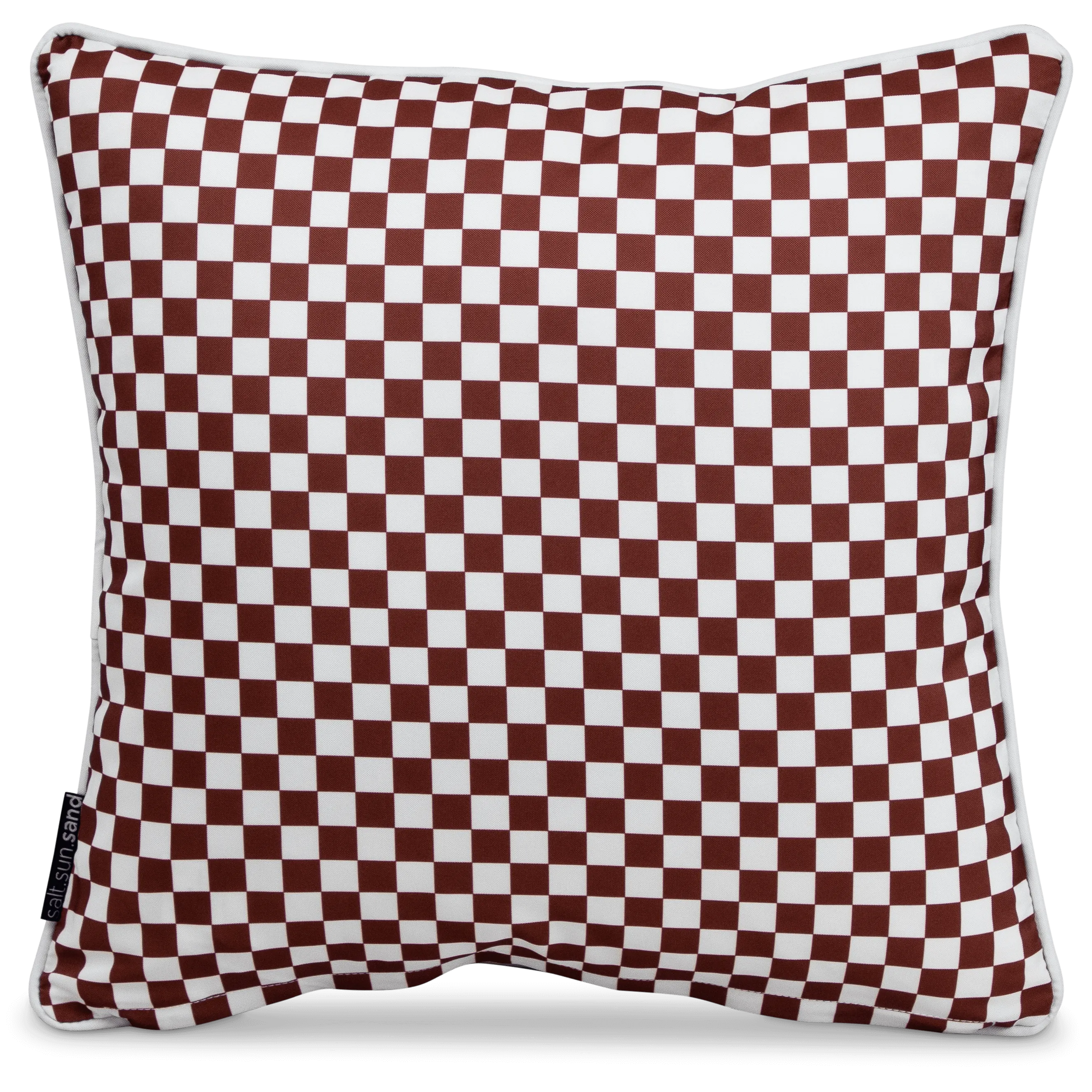 Bondi Chestnut Check - 45 x 45 cm Piped Outdoor Cushion