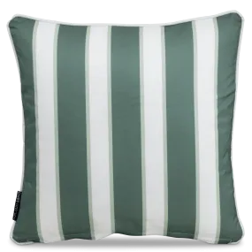 Bondi Stripe Forest Green - 45 x 45 cm Piped Outdoor Cushion